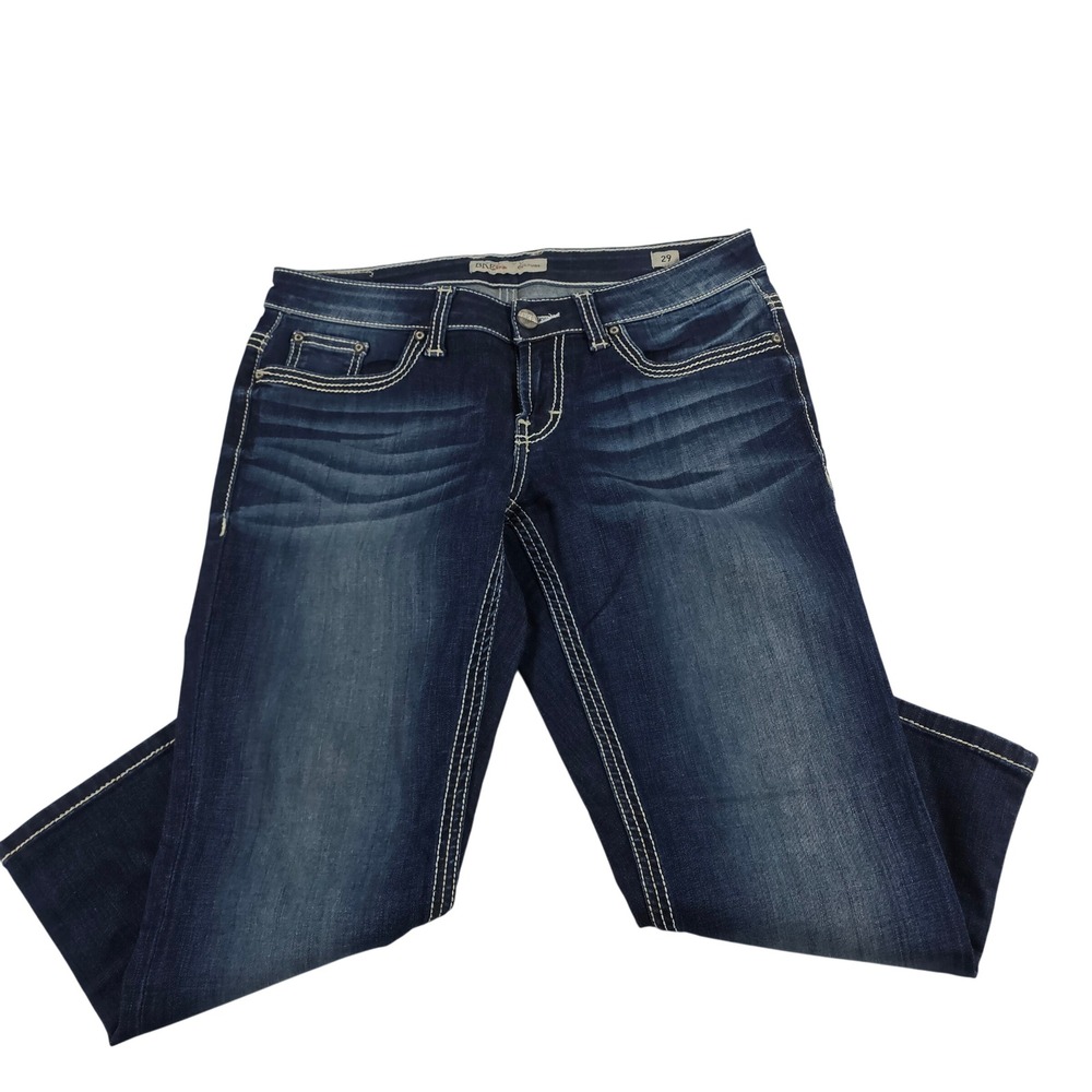 BKE Culture Hogeland Crop‎ Stretch Jeans 29 Dark Wash Thick Stitch Capri BKC1109